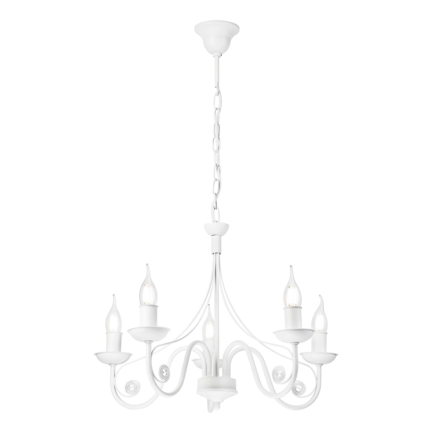 Candeeiro suspenso DONATO 5xE14/40W/230V branco
