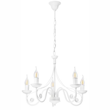 Candeeiro suspenso DONATO 5xE14/40W/230V branco