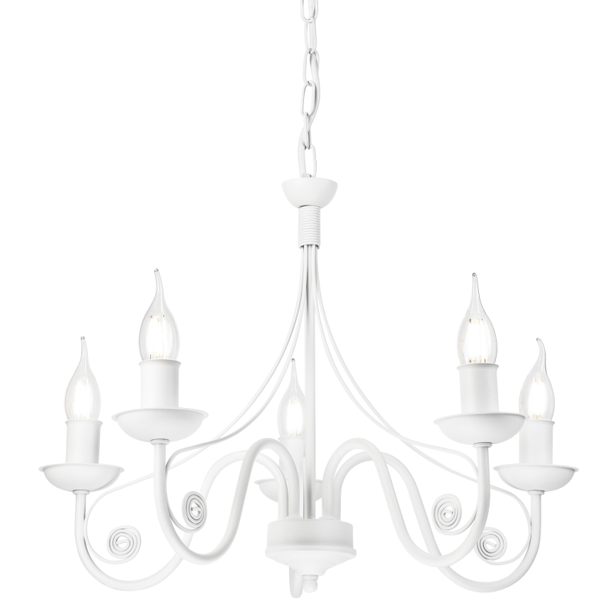Candeeiro suspenso DONATO 5xE14/40W/230V branco
