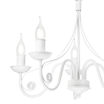 Candeeiro suspenso DONATO 5xE14/40W/230V branco