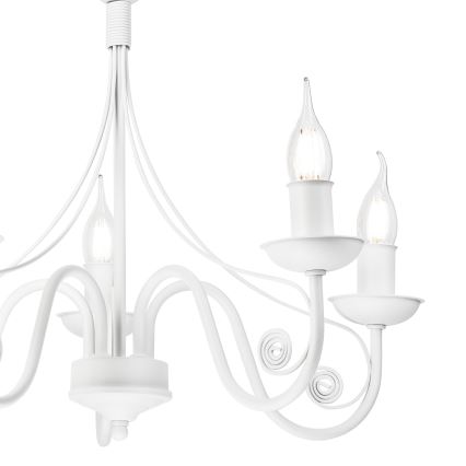 Candeeiro suspenso DONATO 5xE14/40W/230V branco