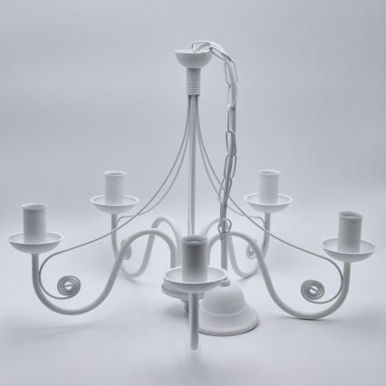 Candeeiro suspenso DONATO 5xE14/40W/230V branco