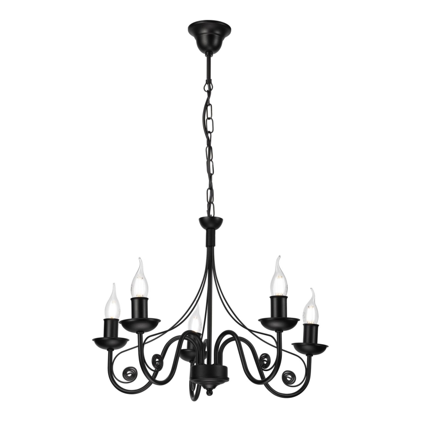 Candeeiro suspenso DONATO 5xE14/40W/230V preto