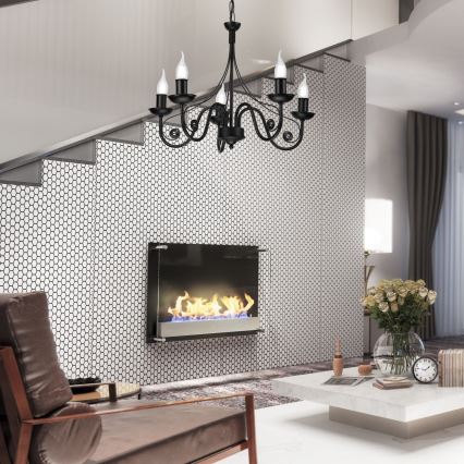 Candeeiro suspenso DONATO 5xE14/40W/230V preto