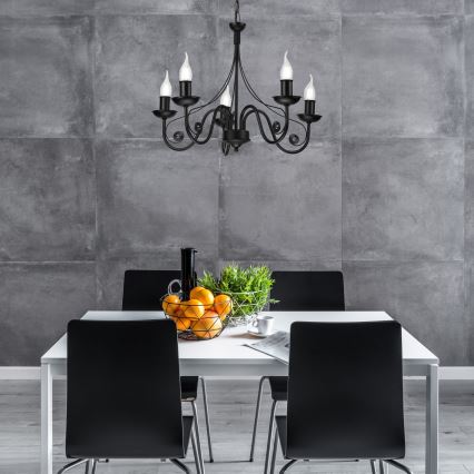 Candeeiro suspenso DONATO 5xE14/40W/230V preto