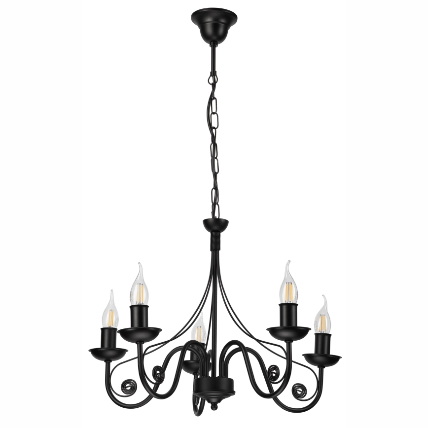 Candeeiro suspenso DONATO 5xE14/40W/230V preto