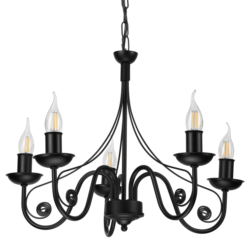 Candeeiro suspenso DONATO 5xE14/40W/230V preto