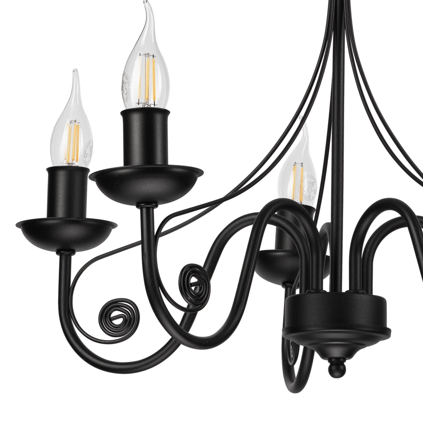 Candeeiro suspenso DONATO 5xE14/40W/230V preto