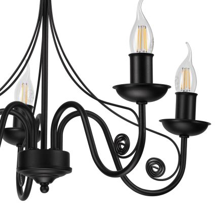 Candeeiro suspenso DONATO 5xE14/40W/230V preto