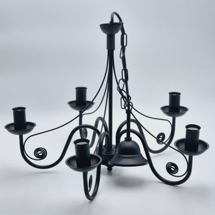 Candeeiro suspenso DONATO 5xE14/40W/230V preto