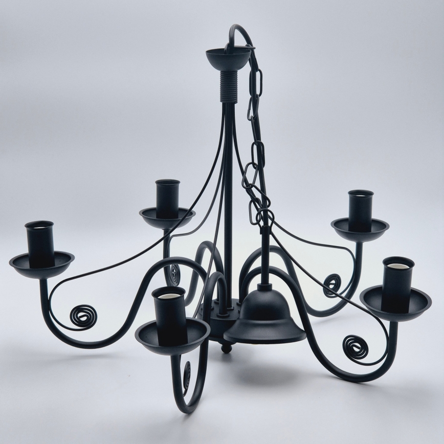 Candeeiro suspenso DONATO 5xE14/40W/230V preto