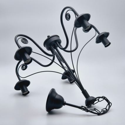 Candeeiro suspenso DONATO 5xE14/40W/230V preto