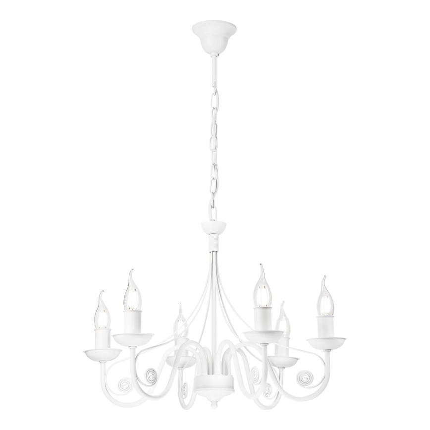 Candeeiro suspenso DONATO 6xE14/40W/230V branco