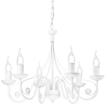 Candeeiro suspenso DONATO 6xE14/40W/230V branco