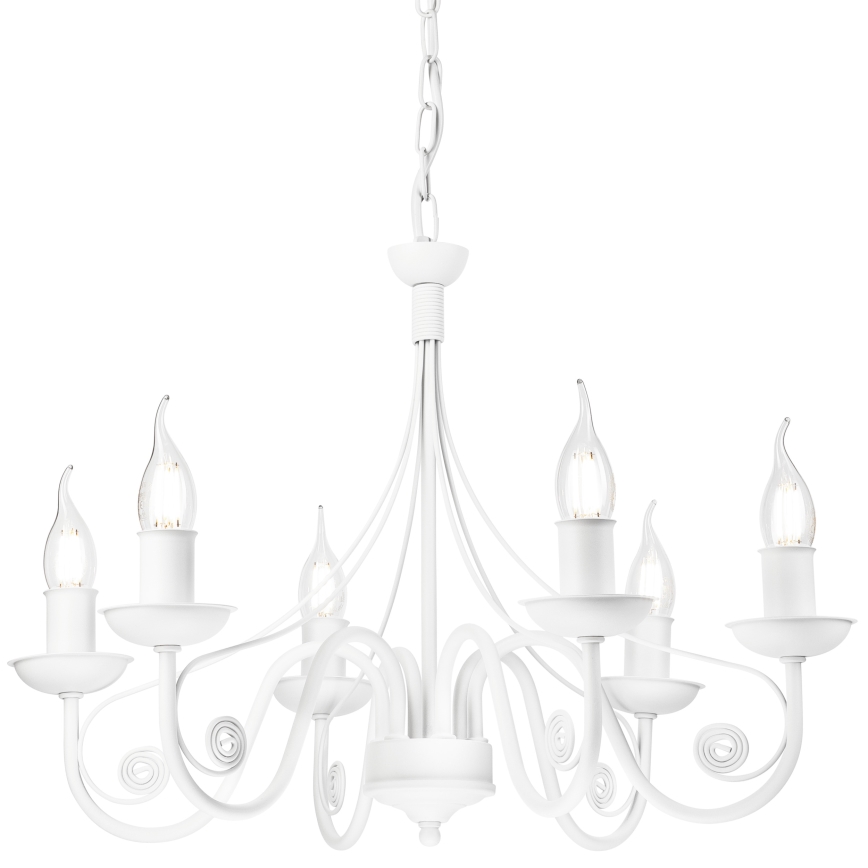 Candeeiro suspenso DONATO 6xE14/40W/230V branco