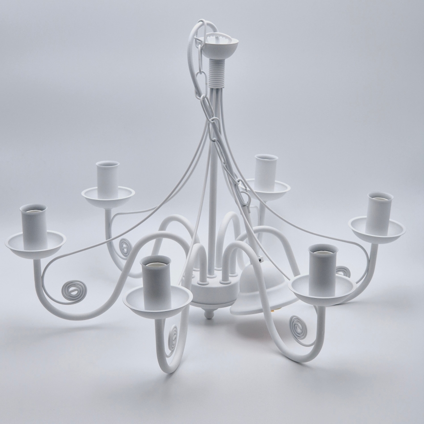 Candeeiro suspenso DONATO 6xE14/40W/230V branco