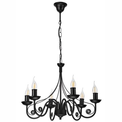 Candeeiro suspenso DONATO 6xE14/40W/230V preto