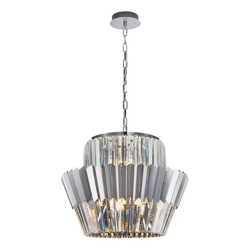 Candeeiro suspenso DONNA 12xE14/40W/230V diâmetro 55 cm cromado mate