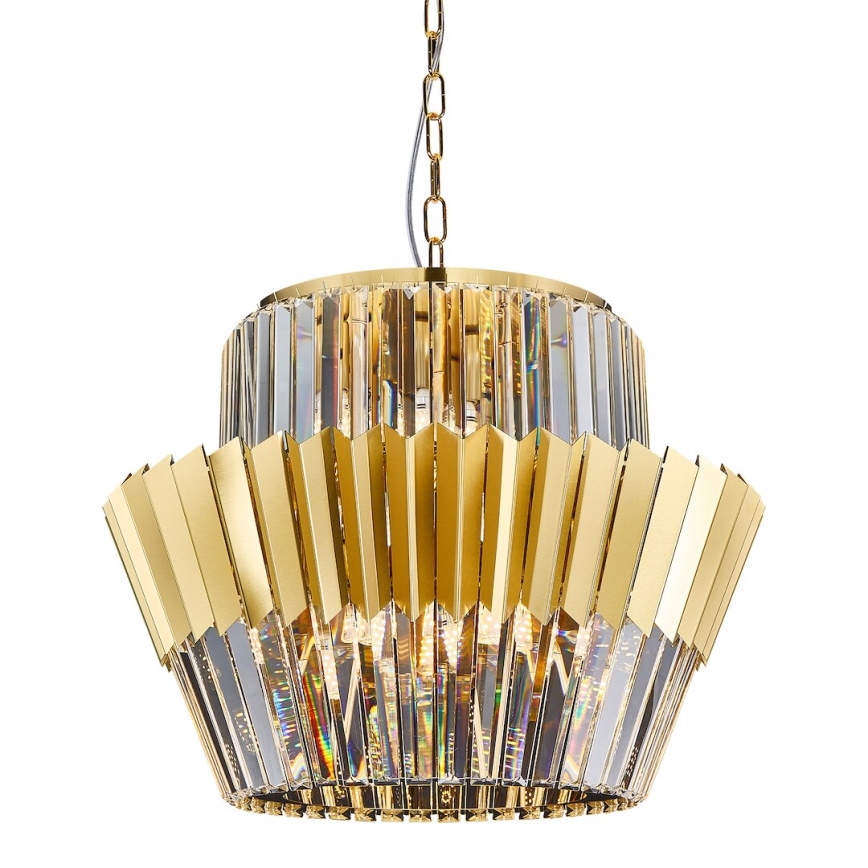 Candeeiro suspenso DONNA 12xE14/40W/230V diâmetro 55 cm dourado