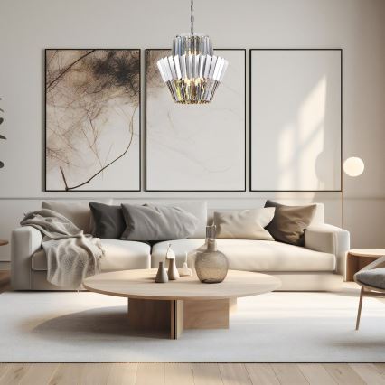 Candeeiro suspenso DONNA 9xE14/40W/230V diâmetro 45 cm cromado mate