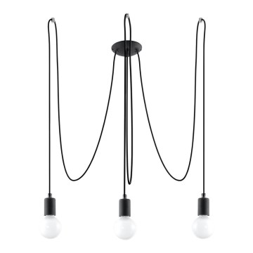 Candeeiro suspenso EDISON 3 3xE27/60W/230V aranha preto