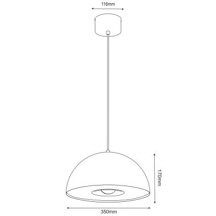 Candeeiro suspenso ELGUND 1xE27/15W/230V diâmetro 35 cm latão