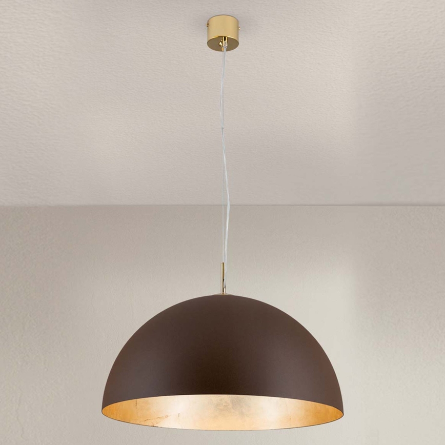 Candeeiro suspenso ELIANO 1xE27/60W/230V diâmetro 50 cm castanho/dourado
