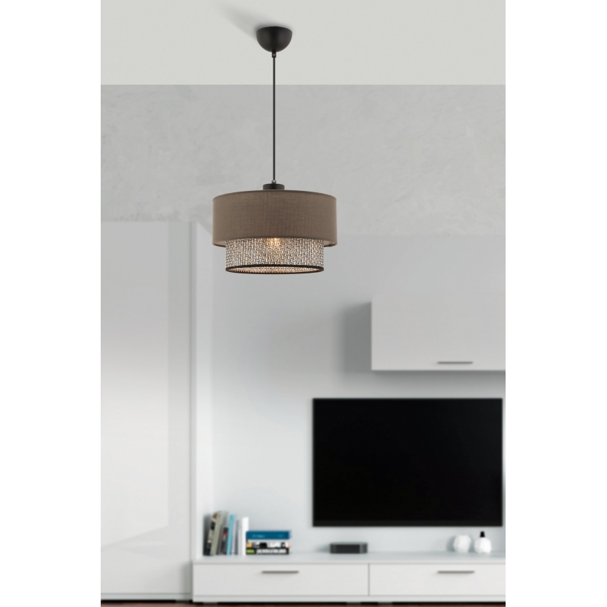 Candeeiro suspenso em cabo ECHO 1xE27/60W/230V castanho/cinzento