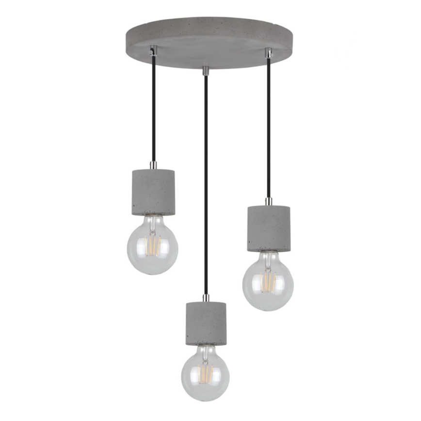 Candeeiro suspenso em cabo STRONG 3xE27/60W/230V betão