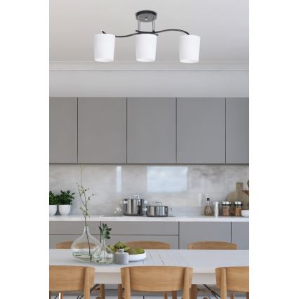 Candeeiro suspenso ESNYR 3xE27/40W/230V preto/branco
