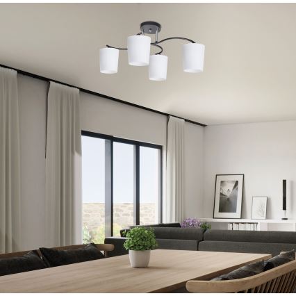 Candeeiro suspenso ESNYR 4xE27/40W/230V preto/branco