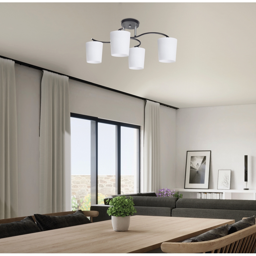 Candeeiro suspenso ESNYR 4xE27/40W/230V preto/branco