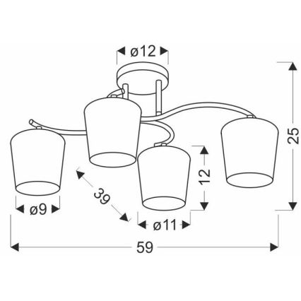 Candeeiro suspenso ESNYR 4xE27/40W/230V preto/branco