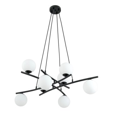 Candeeiro suspenso ESSA 8xE14/10W/230V preto/branco