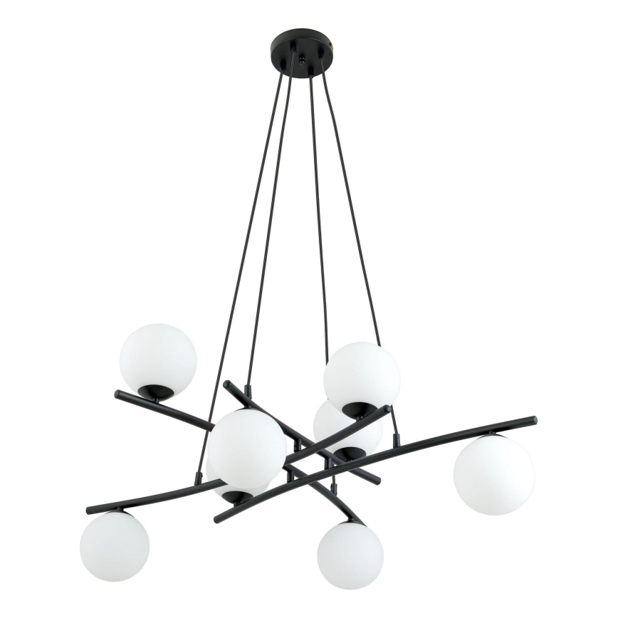 Candeeiro suspenso ESSA 8xE14/10W/230V preto/branco