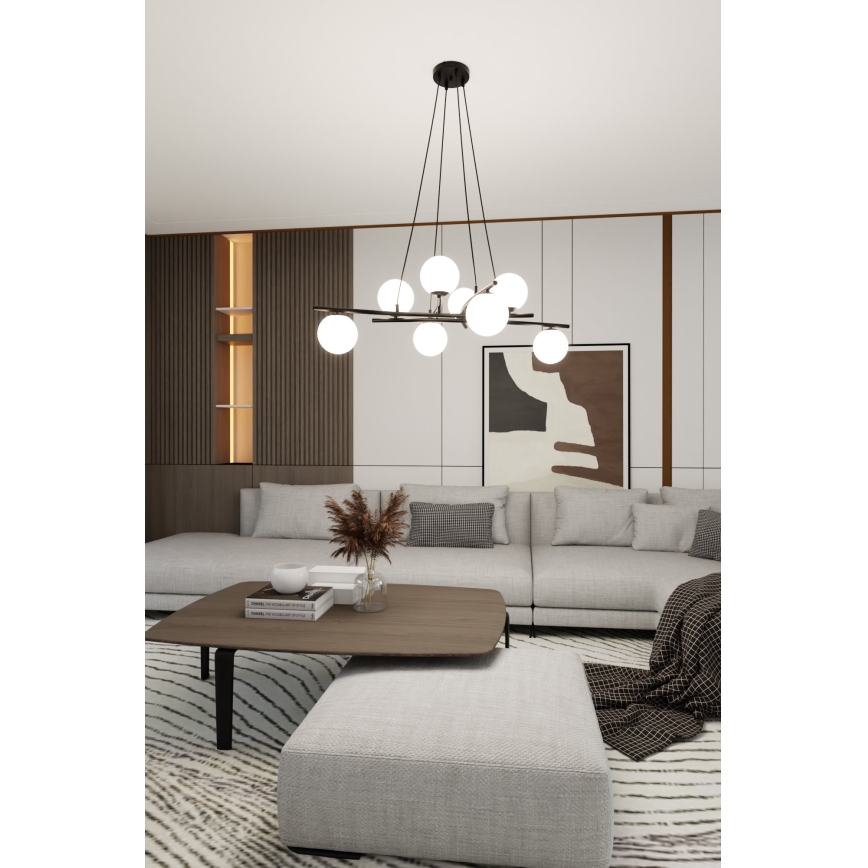 Candeeiro suspenso ESSA 8xE14/10W/230V preto/branco