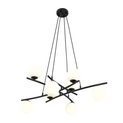 Candeeiro suspenso ESSA 8xE14/10W/230V preto/branco