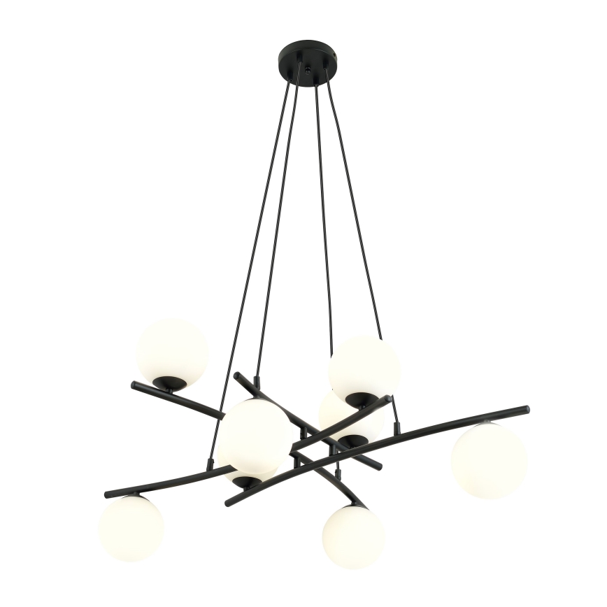 Candeeiro suspenso ESSA 8xE14/10W/230V preto/branco