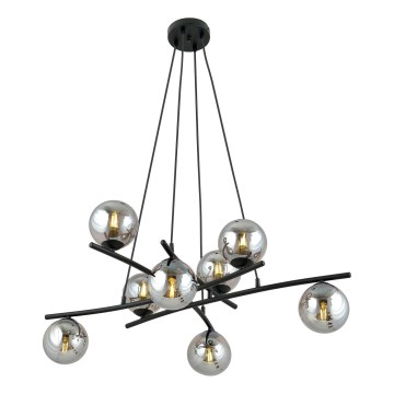 Candeeiro suspenso ESSA 8xE14/10W/230V preto/fumado