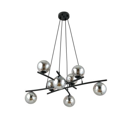 Candeeiro suspenso ESSA 8xE14/10W/230V preto/fumado