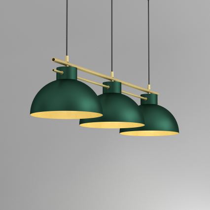Candeeiro suspenso ESTATE 3xE27/15W/230V verde