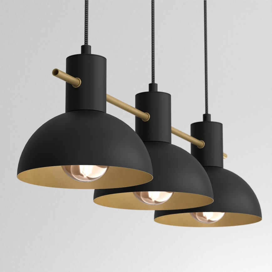 Candeeiro suspenso ESTATE MINI 3xE27/15W/230V preto