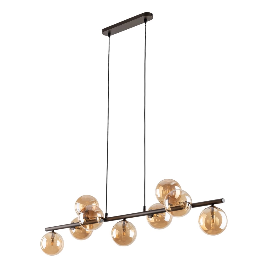 Candeeiro suspenso ESTERA 9xG9/6W/230V castanho/fumado bege