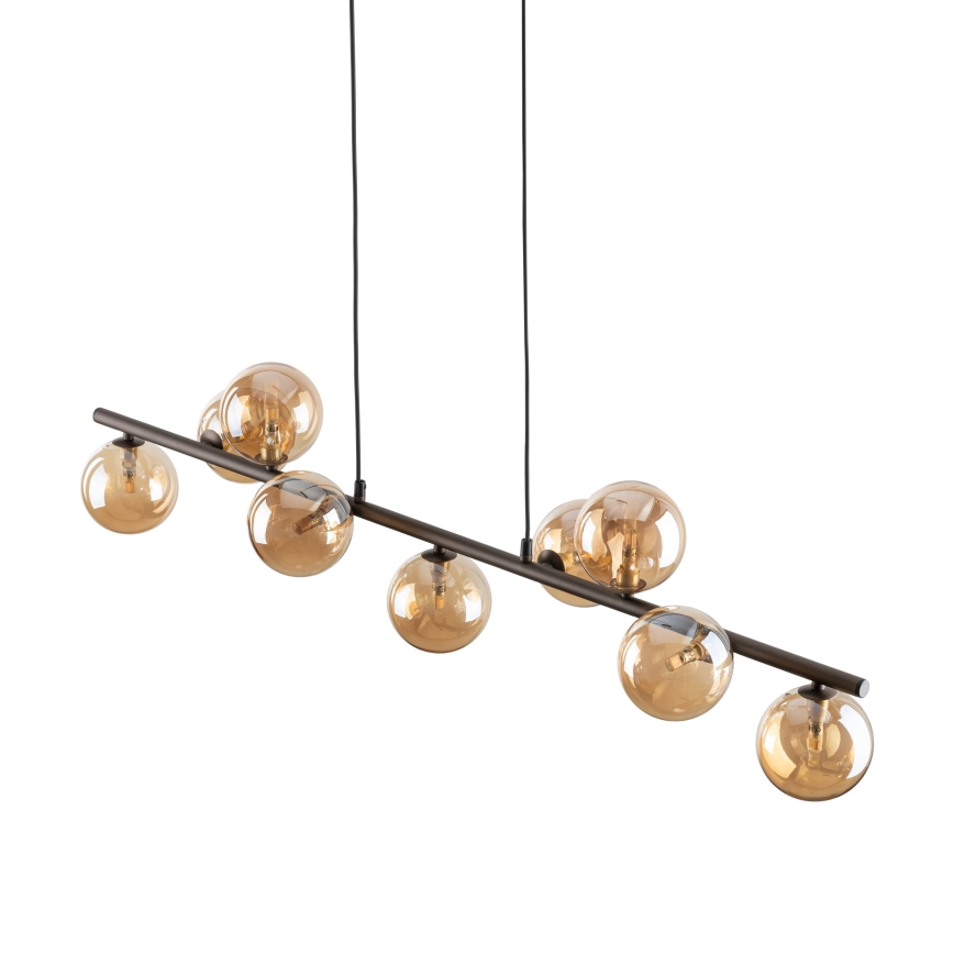 Candeeiro suspenso ESTERA 9xG9/6W/230V castanho/fumado bege