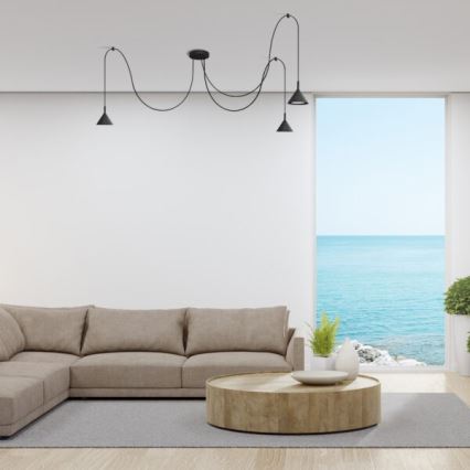Candeeiro suspenso ETNA LONG 3xGX53/10W/230V aranha preto