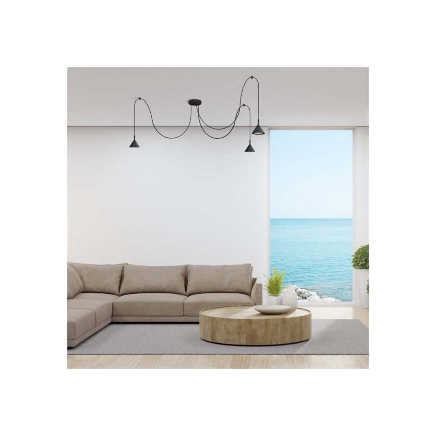 Candeeiro suspenso ETNA LONG 3xGX53/10W/230V aranha preto