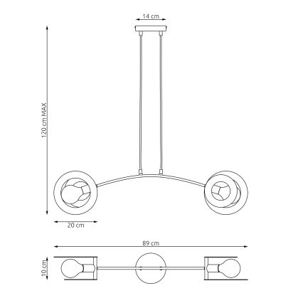 Candeeiro suspenso EUFORIA 2xE27/15W/230V preto