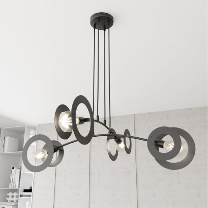 Candeeiro suspenso EUFORIA 4xE27/15W/230V preto