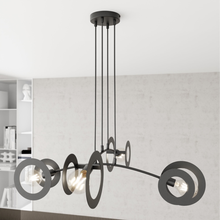Candeeiro suspenso EUFORIA 4xE27/15W/230V preto