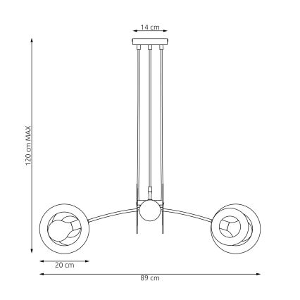 Candeeiro suspenso EUFORIA 4xE27/15W/230V preto